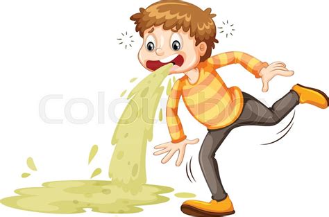 A sick boy vomiting illustration | Stock vector | Colourbox