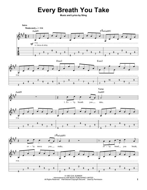 Every Breath You Take Sheet Music | The Police | Guitar Tab Play-Along