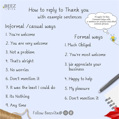 Beez Vita: How to reply to Thank you in Formal & Informal/casual ways ...