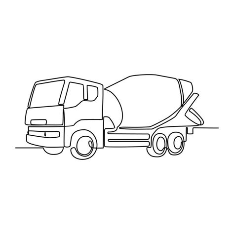 One continuous line drawing of truck as land vehicle with white background. Land transportation ...