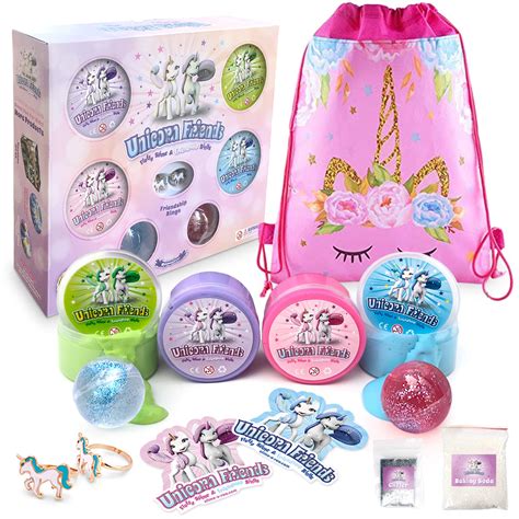 Unicorn Slime Kit for Girls Friends - Fluffy Cloud Poop Slime Kit with Glitter Toy Set ...