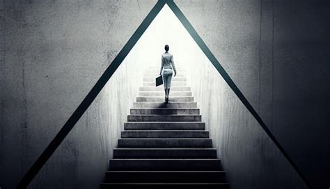 Premium AI Image | Young business woman moving up on stairs