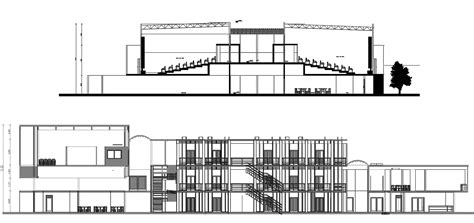 Multiplex Theater Building Section Drawing Download DWG File - Cadbull