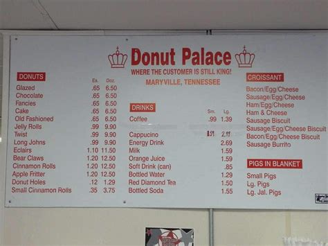 Donut Palace Menu, Menu for Donut Palace, Maryville, Knoxville - Urbanspoon/Zomato