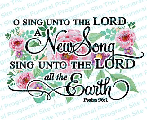 Sing Unto The Lord Funeral Bible Verses Word Art – Funeral Program-Site ...