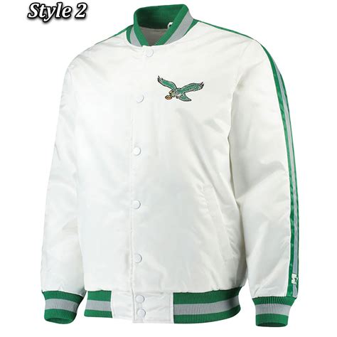 Starter Satin Throwback D-Line Philadelphia Eagles White Jacket ...