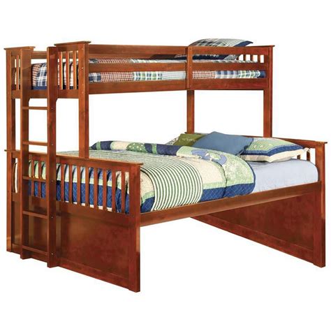 Slatted XL Twin over Queen Bunk Bed with Side Ladder, Oak Brown - Walmart.com - Walmart.com