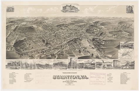 Bird’s-eye view of Staunton Virginia, with an interesting speculative slant - Rare & Antique Maps