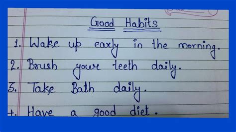 10 lines on good habits||Essay on Good Habits in English||Good Habits ...