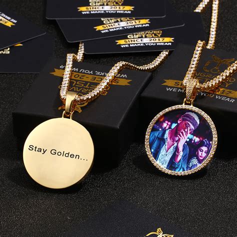 18K Gold Plated Personalized Photo Medallions Necklace For Men – Engraved Giftsly