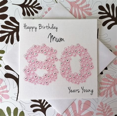 Happy 80th Birthday Mum Card | Etsy