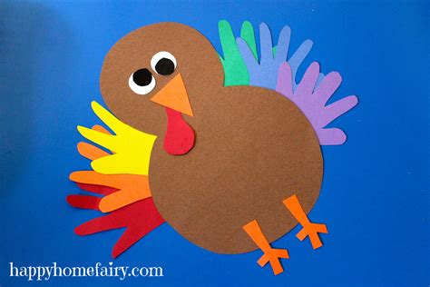 Thankful Handprint Turkey Craft - FREE Printable - Happy Home Fairy