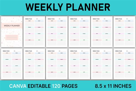 Editable Weekly Planner Canva Template Graphic by Tabiya Studio · Creative Fabrica