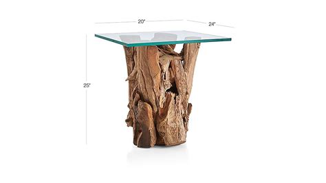 Driftwood End Table with Rectangular Glass Top + Reviews | Crate and Barrel