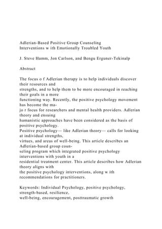 Adlerian-Based Positive Group Counseling Interventions w ith.docx