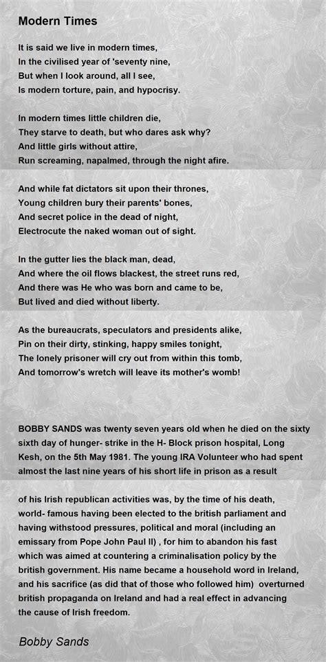 Modern Times - Modern Times Poem by Bobby Sands