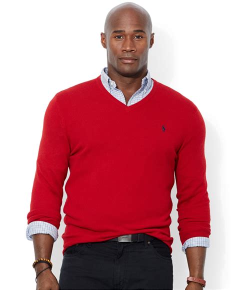 Polo Ralph Lauren Big And Tall Merino Wool V-Neck Sweater in Red for ...