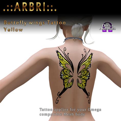 Second Life Marketplace - .::Arbri::. Omega Butterfly wings Tattoo (yellow)