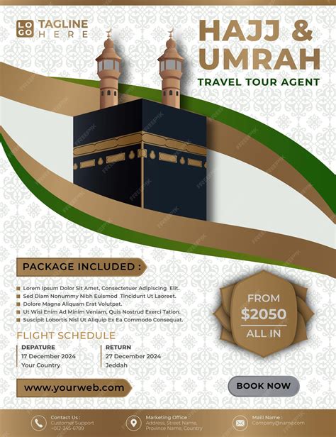 Premium Vector | Islamic hajj and umrah brochure or flyer template ...