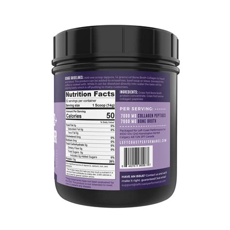 Collagen Peptides + Bone Broth Powder – 1lb – Left Coast Performance