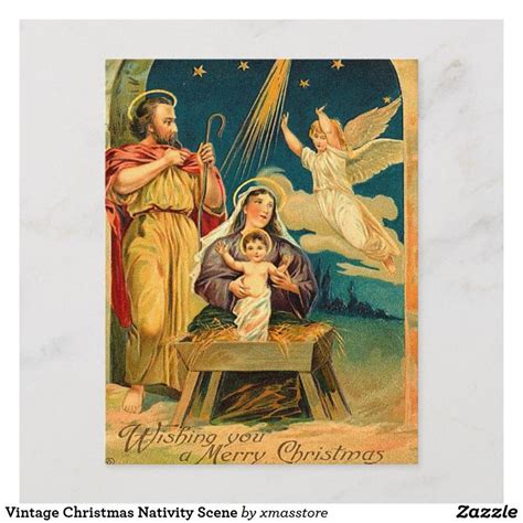 Vintage Christmas Nativity Scene Holiday Postcard | Zazzle.com ...