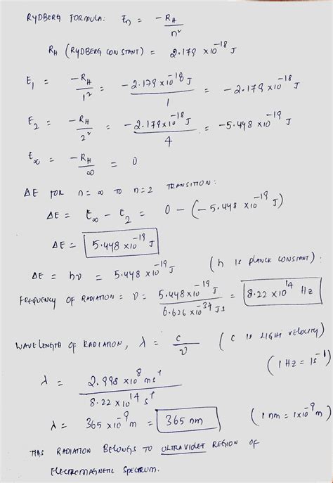 [Solved] The Rydberg Equation is En = -RH(1/n2). Calculate E for n = 1, n =... | Course Hero