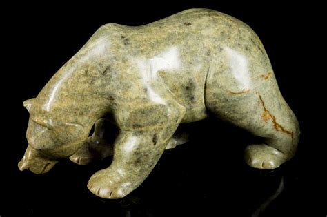 Two Inuit Carved Soapstone Grizzly Bears