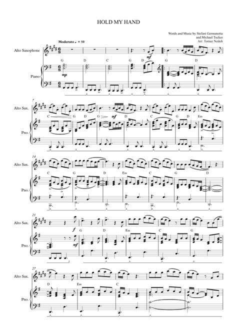 Hold My Hand (arr. Tomaž Nedoh) by Lady Gaga Sheet Music for Alto Sax ...