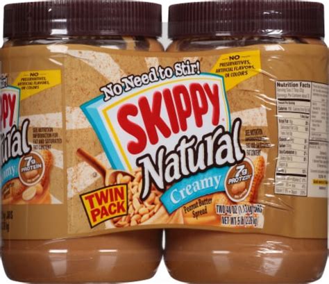 Skippy® Natural Creamy Peanut Butter, 2 ct / 40 oz - Harris Teeter