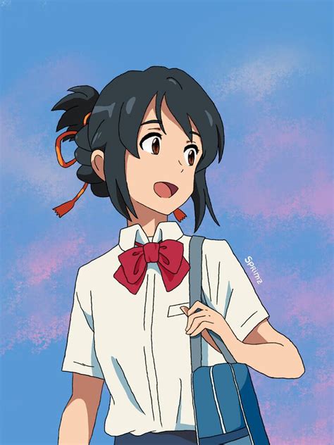 Mitsuha Miyamizu (from Kimi No Na Wa) by Sprimz | Personagens de anime, Filmes de anime, Menina ...