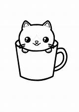 Coloriage Chat Kawaii  Animaux Gratuit à Imprimer Dessin sketch template