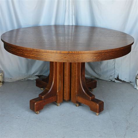 Bargain John's Antiques | Mission style Round Oak dining Table - 54 ...