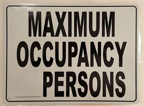 MAXIMUM OCCUPANCY _ PERSONS SIGN- WHITE ALUMINUM (ALUMINUM SIGNS 12X16)