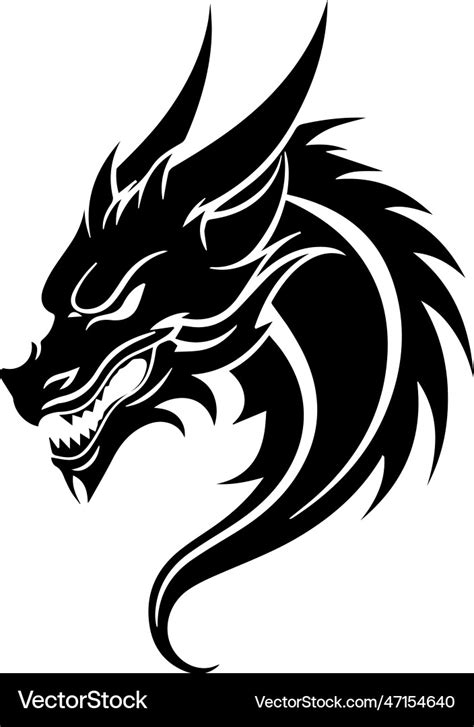 Dragon head in black and white Royalty Free Vector Image