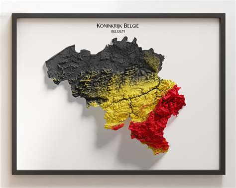 Belgique Carte en relief ombré Couleurs du drapeau - Etsy France