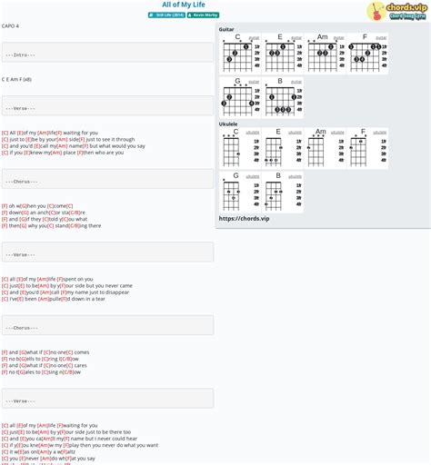 Chord: All of My Life - tab, song lyric, sheet, guitar, ukulele ...