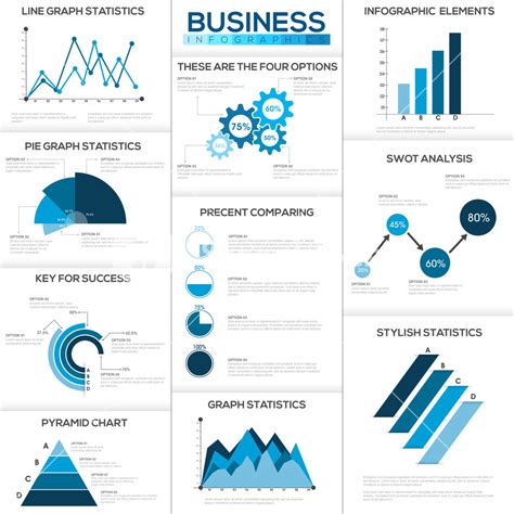 Big set of creative Business Infographic elements with statistical bar, graphs and chart for ...