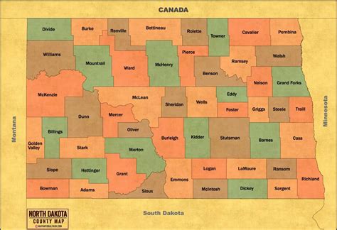 Download County Map of North Dakota- Full HD [2023] - Maps for You