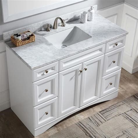 CASAINC 48-in White Undermount Single Sink Bathroom Vanity with Off ...