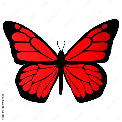 red butterfly isolated on white background Stock Vector | Adobe Stock