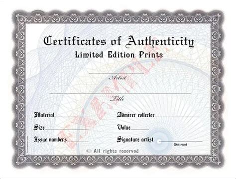 Certificate Of Authenticity Templates - Word Excel PDF Formats