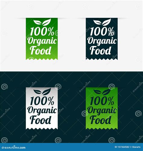 100 Organic Food Labels Set in Ribbon Style Stock Vector - Illustration of organic, health ...