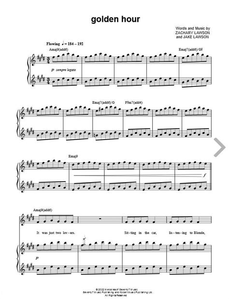 JVKE "golden hour" Sheet Music in E Major (transposable) - Download ...