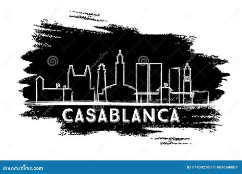 Casablanca Morocco City Skyline Silhouette. Hand Drawn Sketch Stock Vector - Illustration of ...