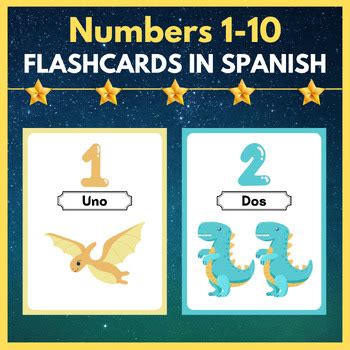 Kindergarten Numbers 1-10 Flashcards. Printable Posters In Spanish