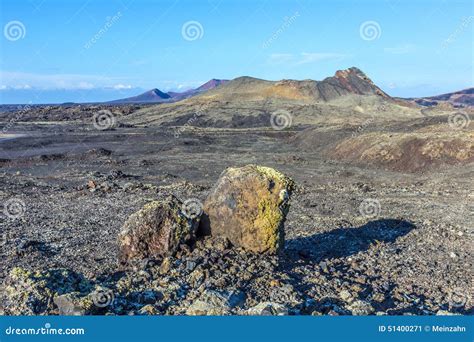 Volcanic Bomb in Front of Volcano Montana Colorada in Lanzarote, Tinajo Stock Image - Image of ...