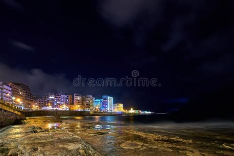 Sliema by night stock photo. Image of street, road, architexture - 80103940