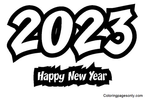 Happy New Year 2023 Coloring Page Page For Kids And Adults - Coloring Home