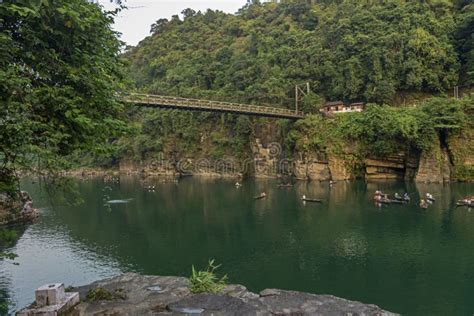 Famous Dawki Bridge Over Umngot River, Meghalaya, India Stock Image ...