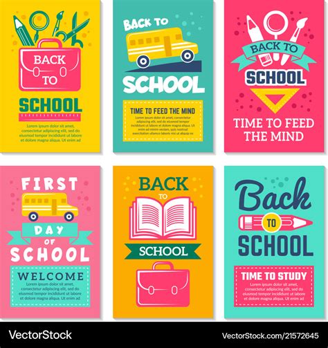 Cards with schools symbols back to school Vector Image